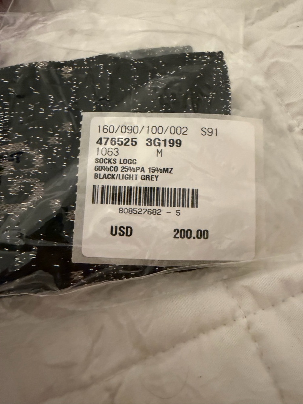 Gucci Black & Light Grey Logo Socks - Packaged Pair - Picture 2 of 7